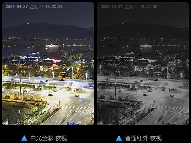 白光全彩攝像機(jī)與普通紅外效果對比